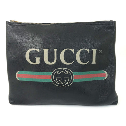 GUCCI Clutch bag 500981 leather black Bag logo mens Used