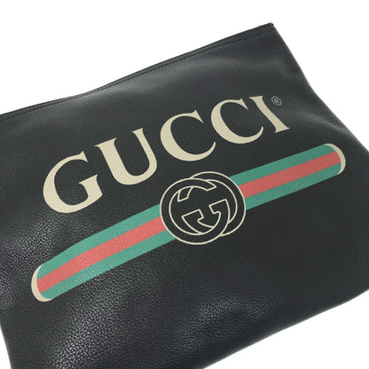 GUCCI Clutch bag 500981 leather black Bag logo mens Used