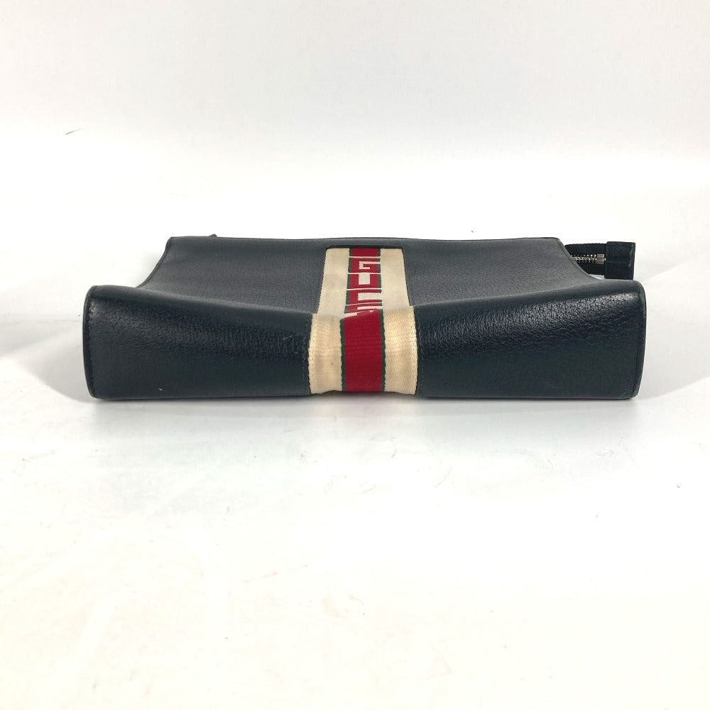 GUCCI Clutch bag 475316 leather black pouch bag web stripe logo mens Used