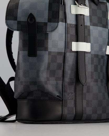 *Limited Edition* Louis Vuitton Christopher Backpack Bag in Black and White Damier Canvas with Silver Hardware