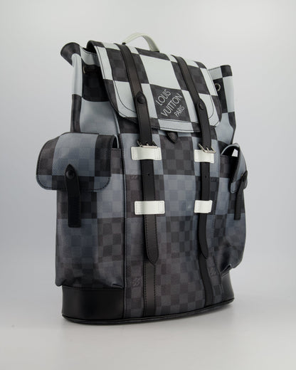 *Limited Edition* Louis Vuitton Christopher Backpack Bag in Black and White Damier Canvas with Silver Hardware