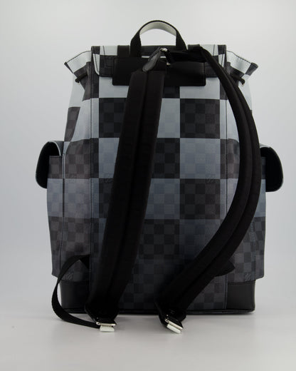 *Limited Edition* Louis Vuitton Christopher Backpack Bag in Black and White Damier Canvas with Silver Hardware