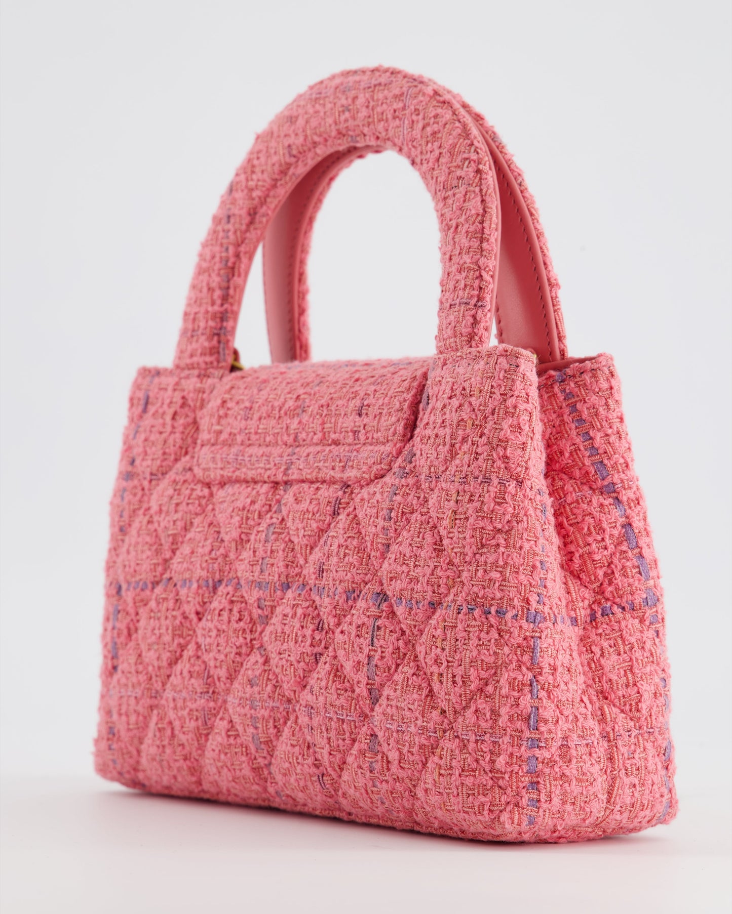 Chanel Pink Tweed Small Kelly Bag with Brushed Antique Gold Hardware