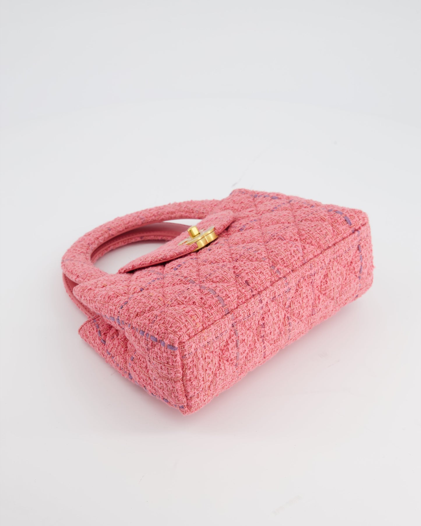 Chanel Pink Tweed Small Kelly Bag with Brushed Antique Gold Hardware