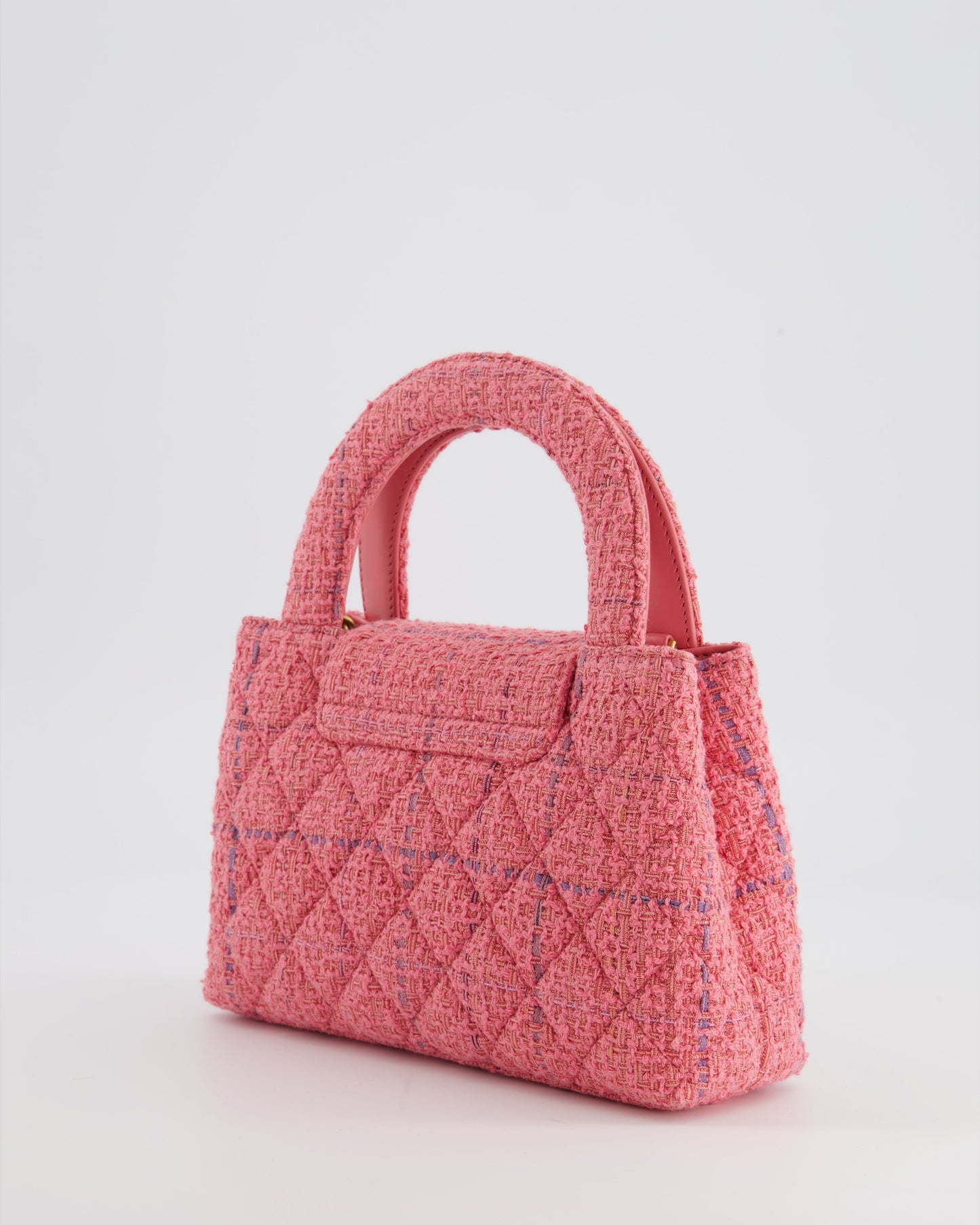 Chanel Pink Tweed Small Kelly Bag with Brushed Antique Gold Hardware