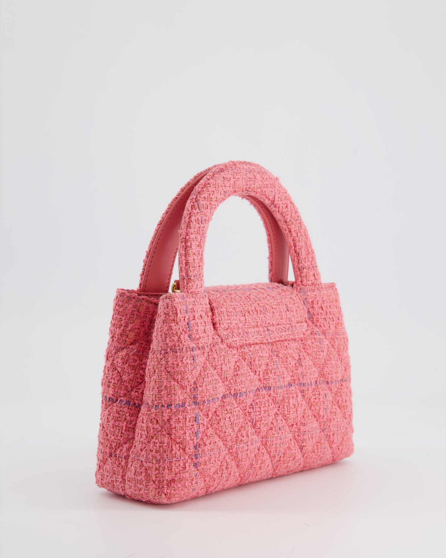 Chanel Pink Tweed Small Kelly Bag with Brushed Antique Gold Hardware