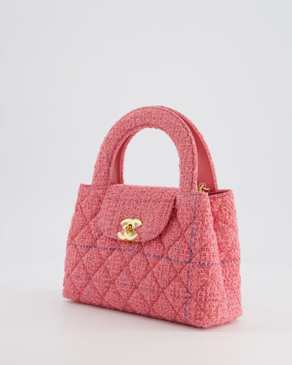 Chanel Pink Tweed Small Kelly Bag with Brushed Antique Gold Hardware