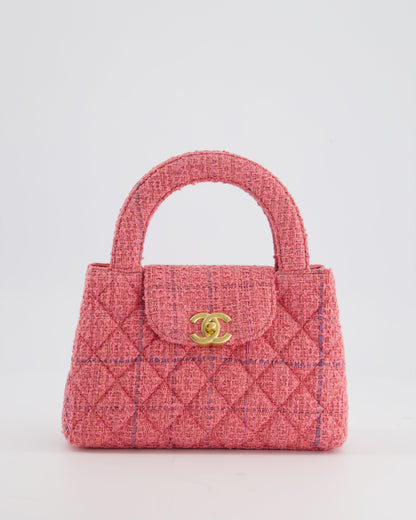 Chanel Pink Tweed Small Kelly Bag with Brushed Antique Gold Hardware