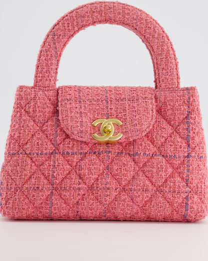 Chanel Pink Tweed Small Kelly Bag with Brushed Antique Gold Hardware