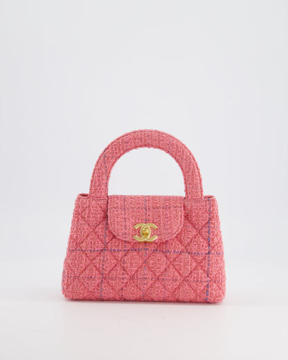 Chanel Pink Tweed Small Kelly Bag with Brushed Antique Gold Hardware