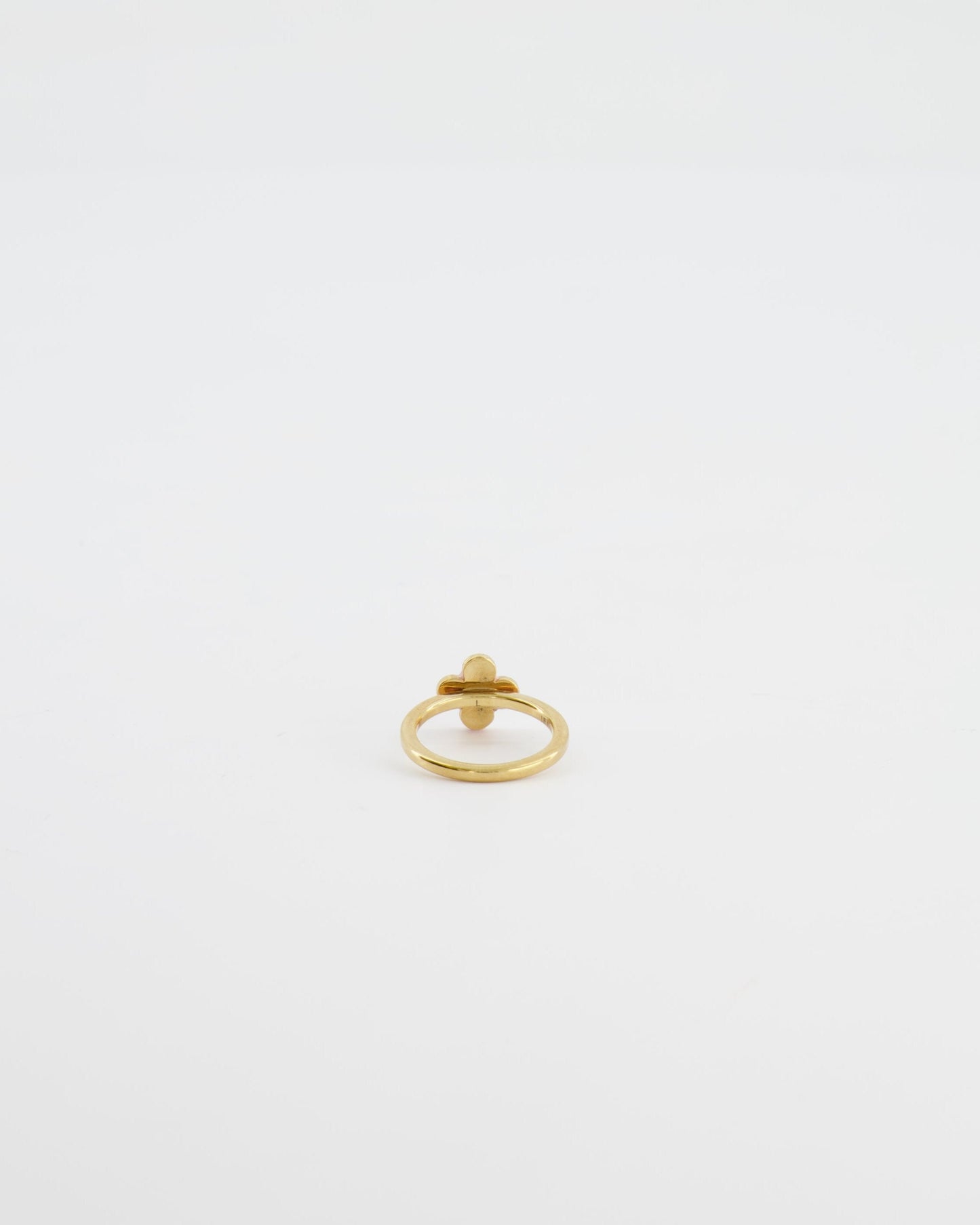 Louis Vuitton Gold Monogram Ring with Light Pink Enamel Detail Size L