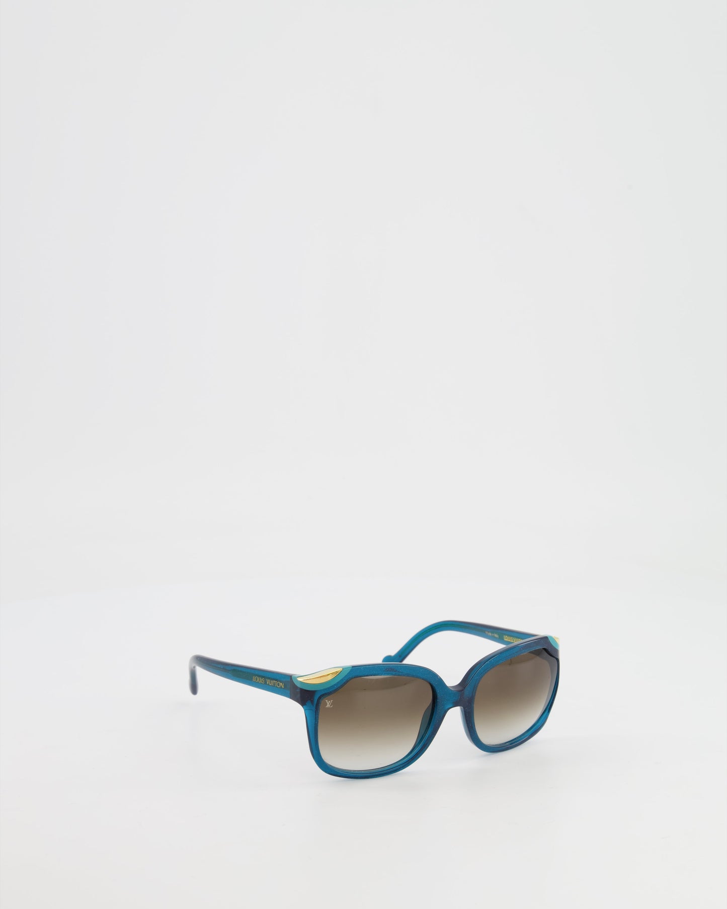 Louis Vuitton Blue Glitter Sunglasses with Gold Details