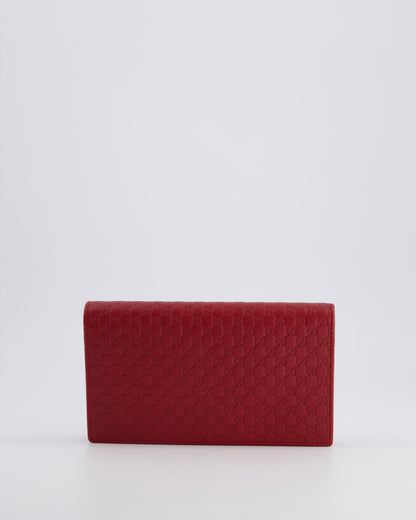 *FIRE PRICE* Gucci Red Wallet on Chain Continental Flap Bag in Micro Guccissima Calfskin Leather and Gold Hardware