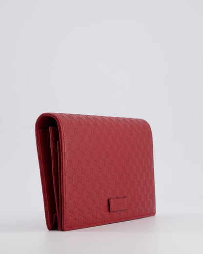 *FIRE PRICE* Gucci Red Wallet on Chain Continental Flap Bag in Micro Guccissima Calfskin Leather and Gold Hardware