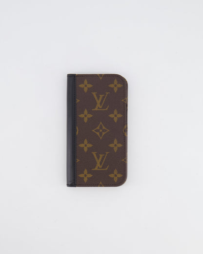 Louis Vuitton Brown Monogram Phone Case with Black Leather Details