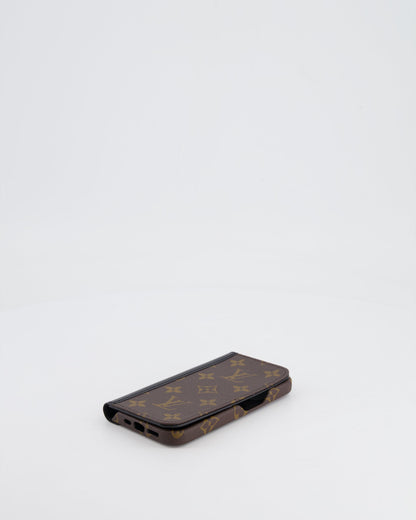 Louis Vuitton Brown Monogram Phone Case with Black Leather Details