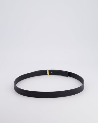 Louis Vuitton LV Initials Black Leather Belt with Gold LV Logo Size 80