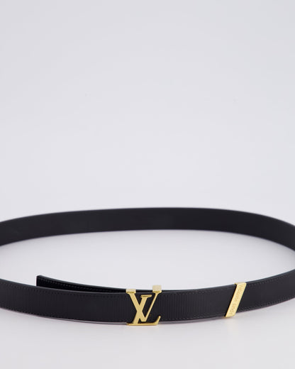 Louis Vuitton LV Initials Black Leather Belt with Gold LV Logo Size 80