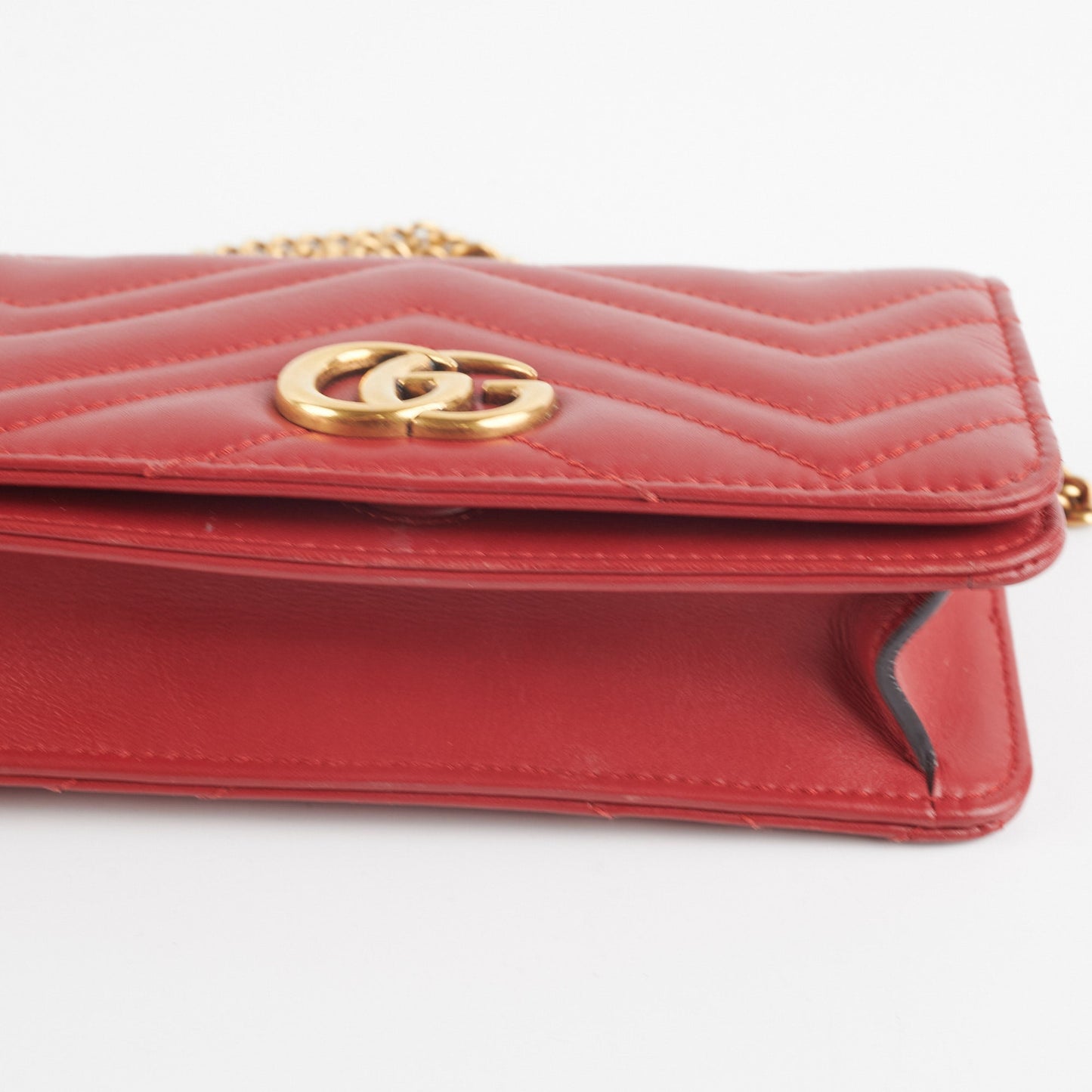 Gucci Chevron Wallet On Chain (Red)