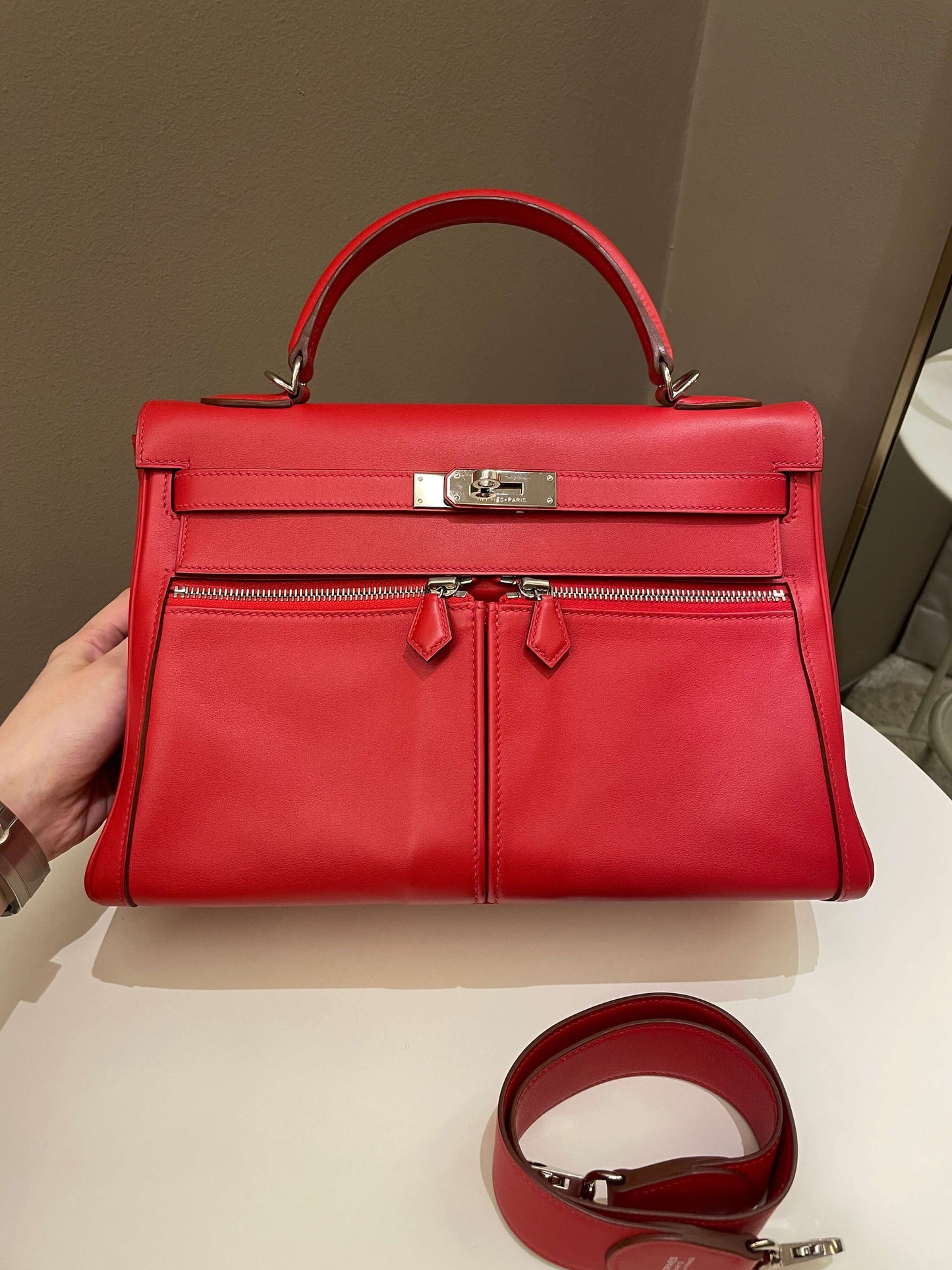 Hermes Kelly Lakis 32 Vermillion Swift