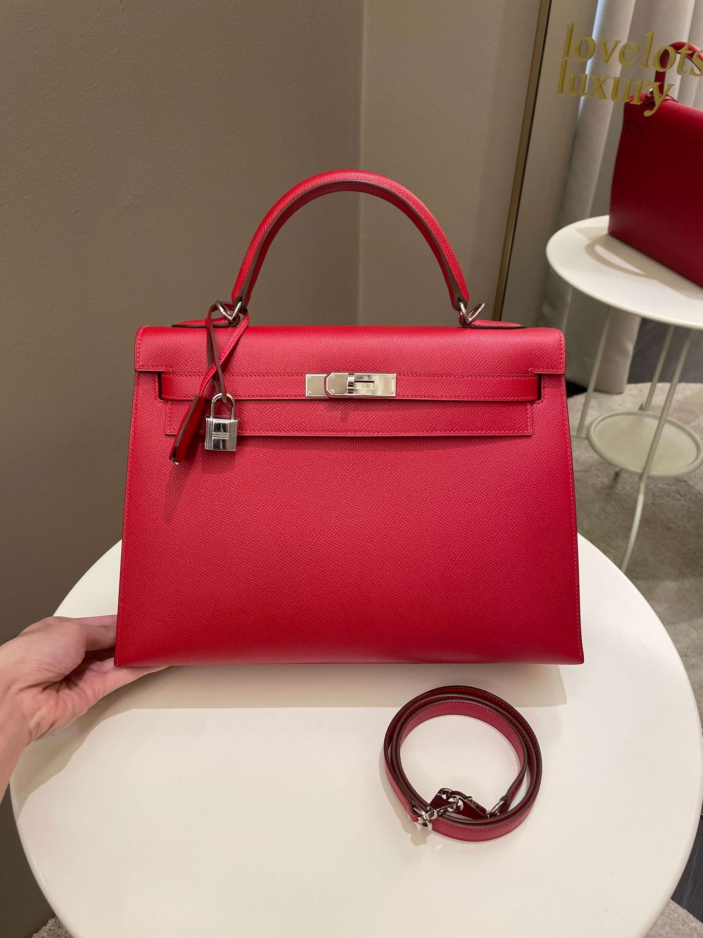 Hermes Kelly Sellier 32 Rouge Casaque Epsom