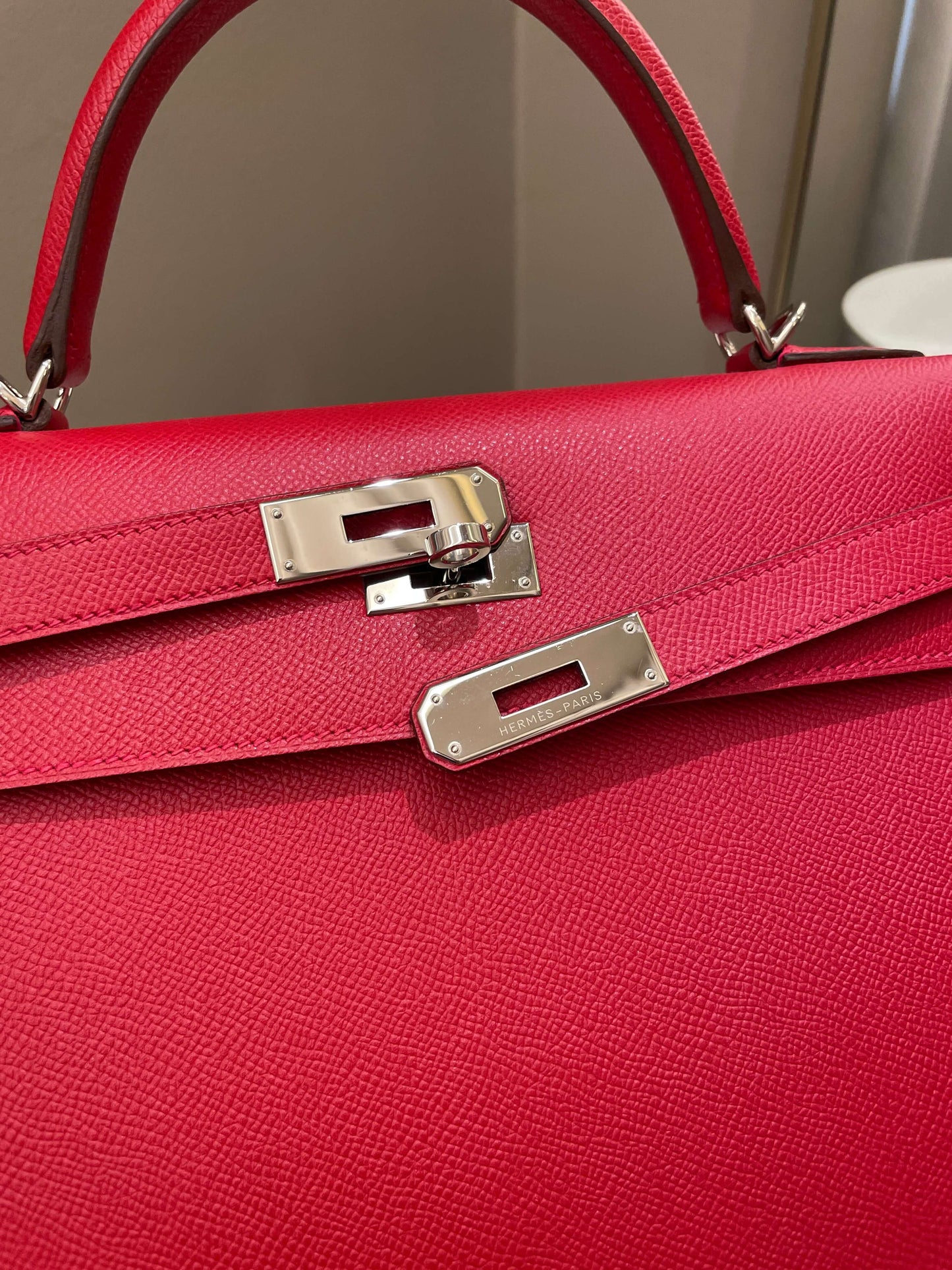 Hermes Kelly Sellier 32 Rouge Casaque Epsom