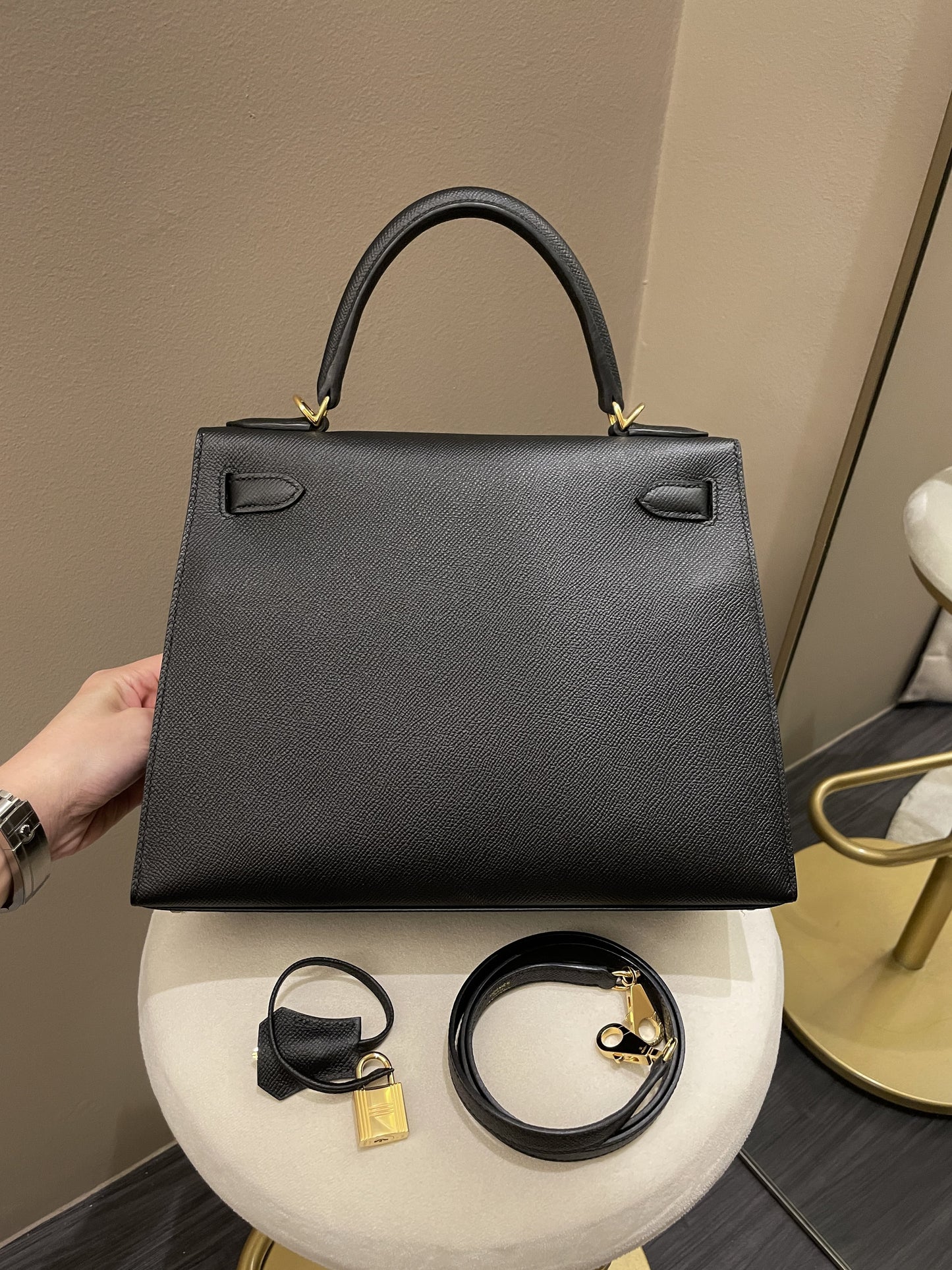 Hermes Kelly Sellier 28 Black Epsom