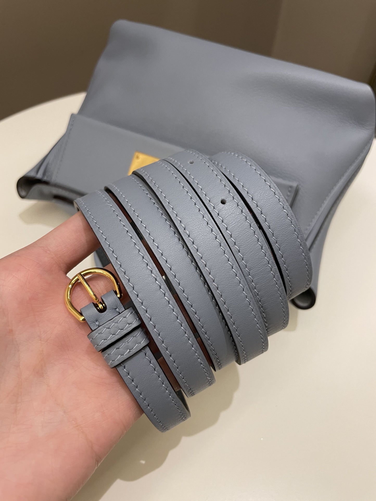 Hermes 24/24 Mini Bleu Lin Evercolor