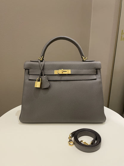 Hermes Kelly Retourne 32 Gris Etain Togo