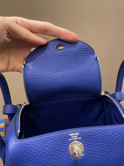 Hermes Mini Lindy Blue Royal Clemence