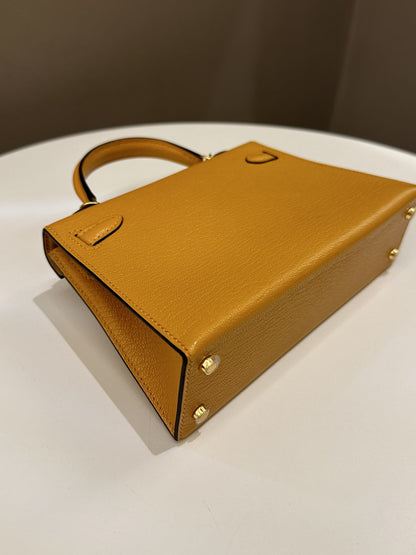 Hermes Mini Kelly 20 Moutarde Chèvre