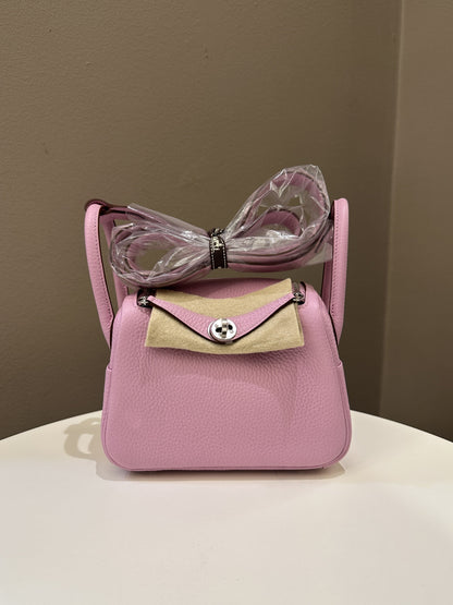 Hermes Mini Lindy Mauve Sylvestre Clemence