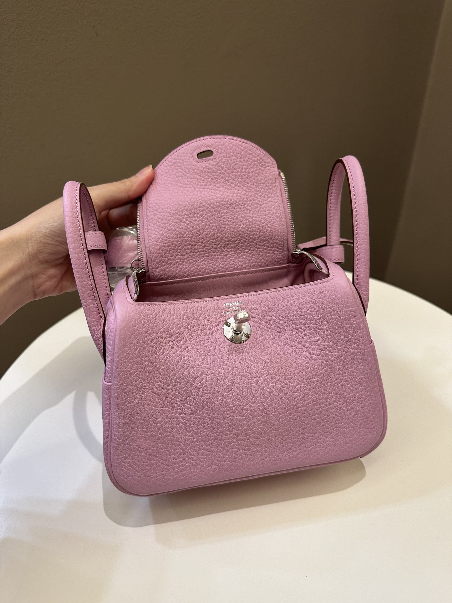 Hermes Mini Lindy Mauve Sylvestre Clemence