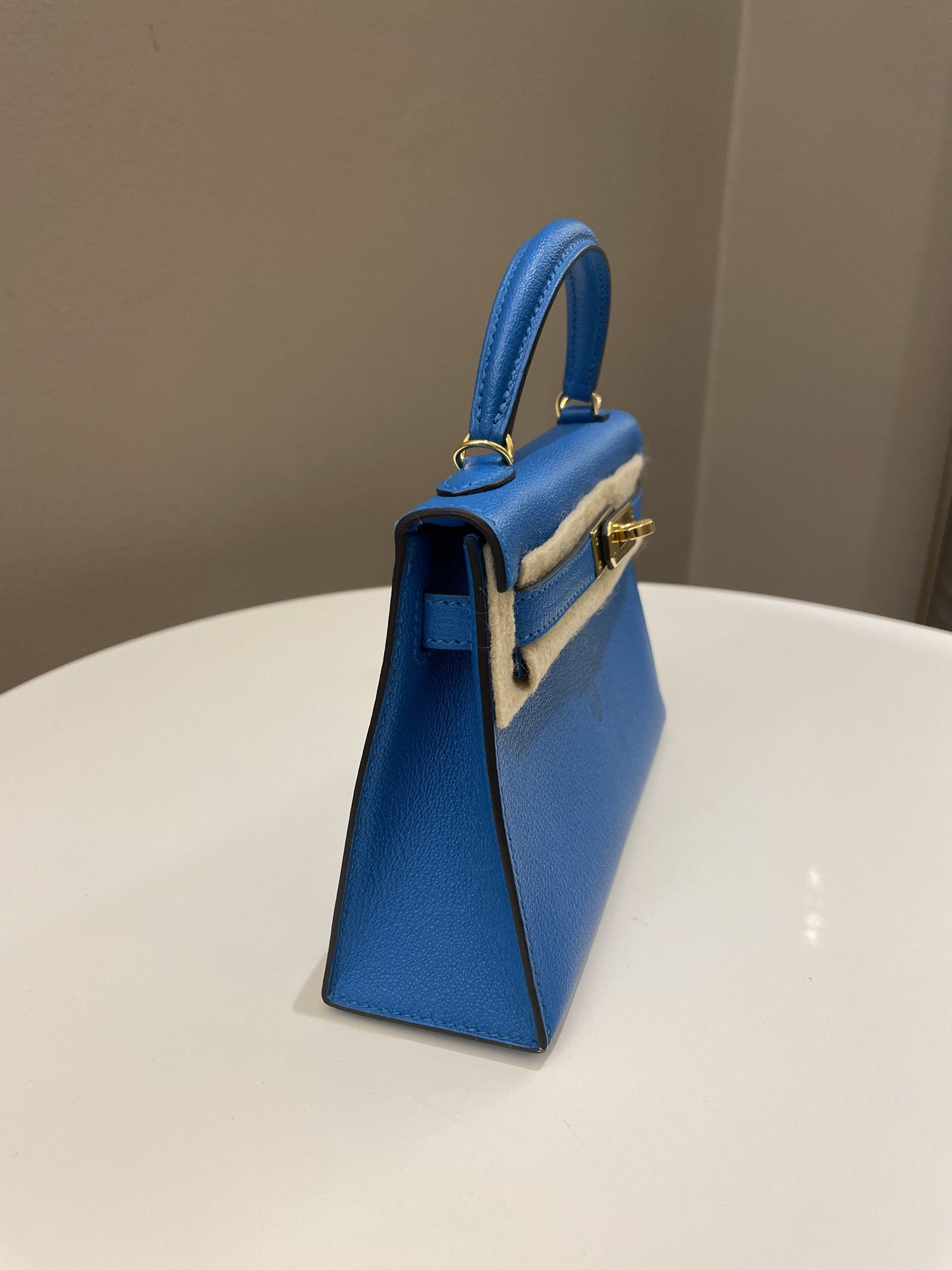 Hermes Mini Kelly 20 Bleu Hydra Chèvre