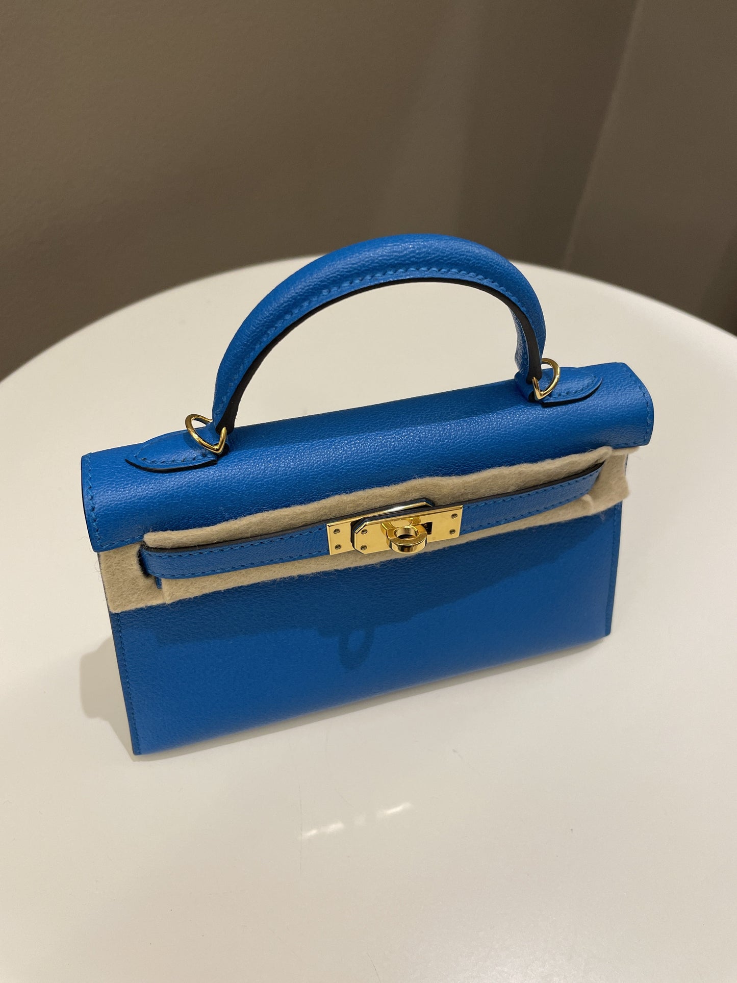 Hermes Mini Kelly 20 Bleu Hydra Chèvre