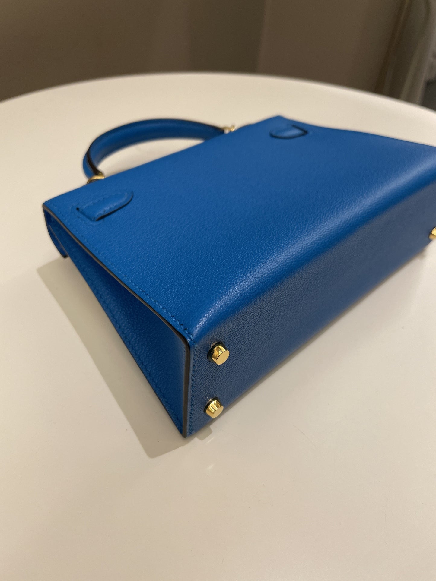 Hermes Mini Kelly 20 Bleu Hydra Chèvre