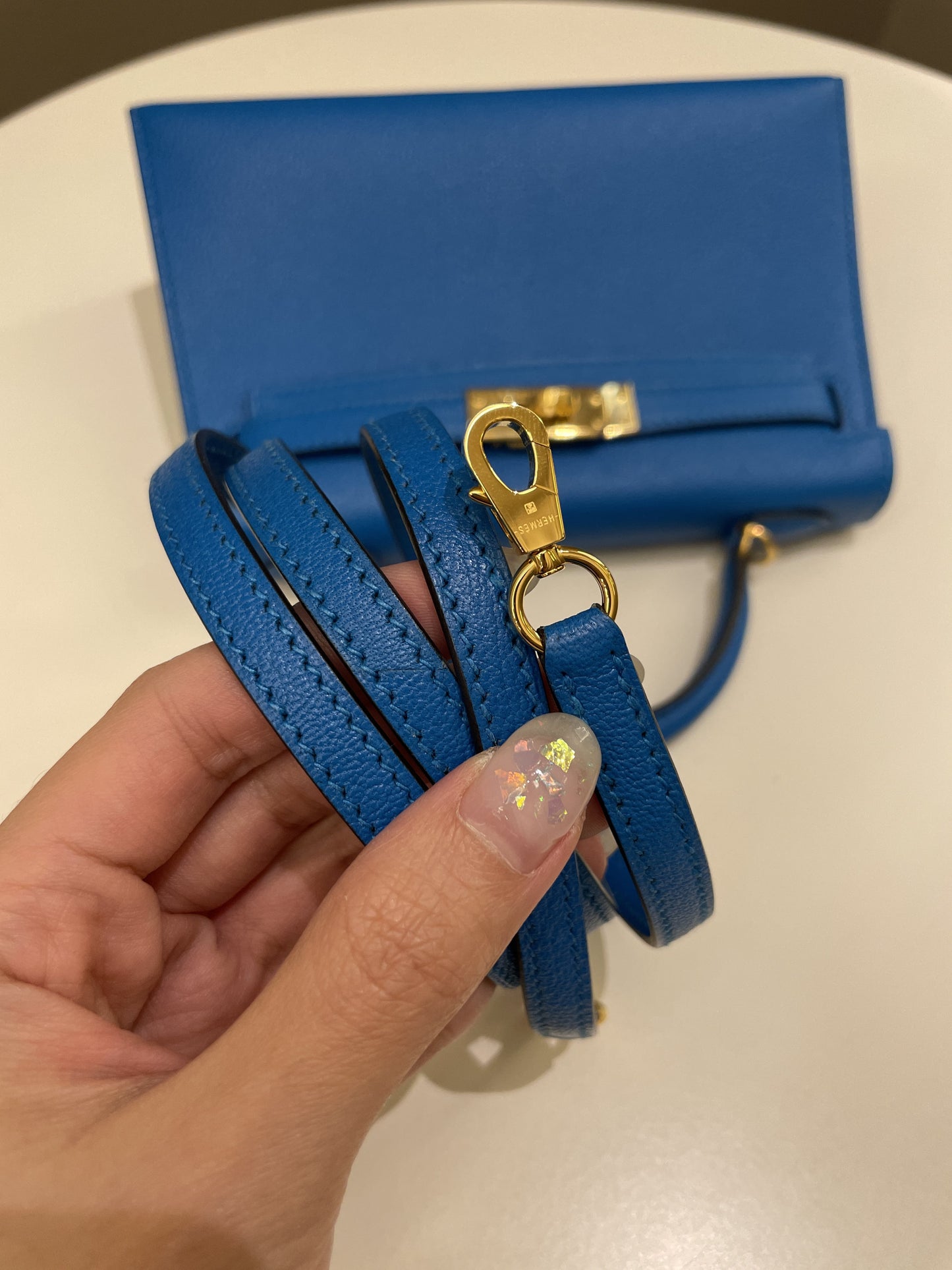 Hermes Mini Kelly 20 Bleu Hydra Chèvre