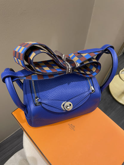 Hermes Mini Lindy Blue Royal Clemence