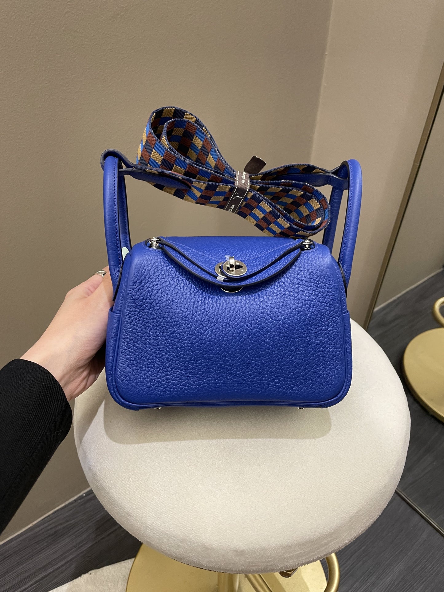 Hermes Mini Lindy Blue Royal Clemence