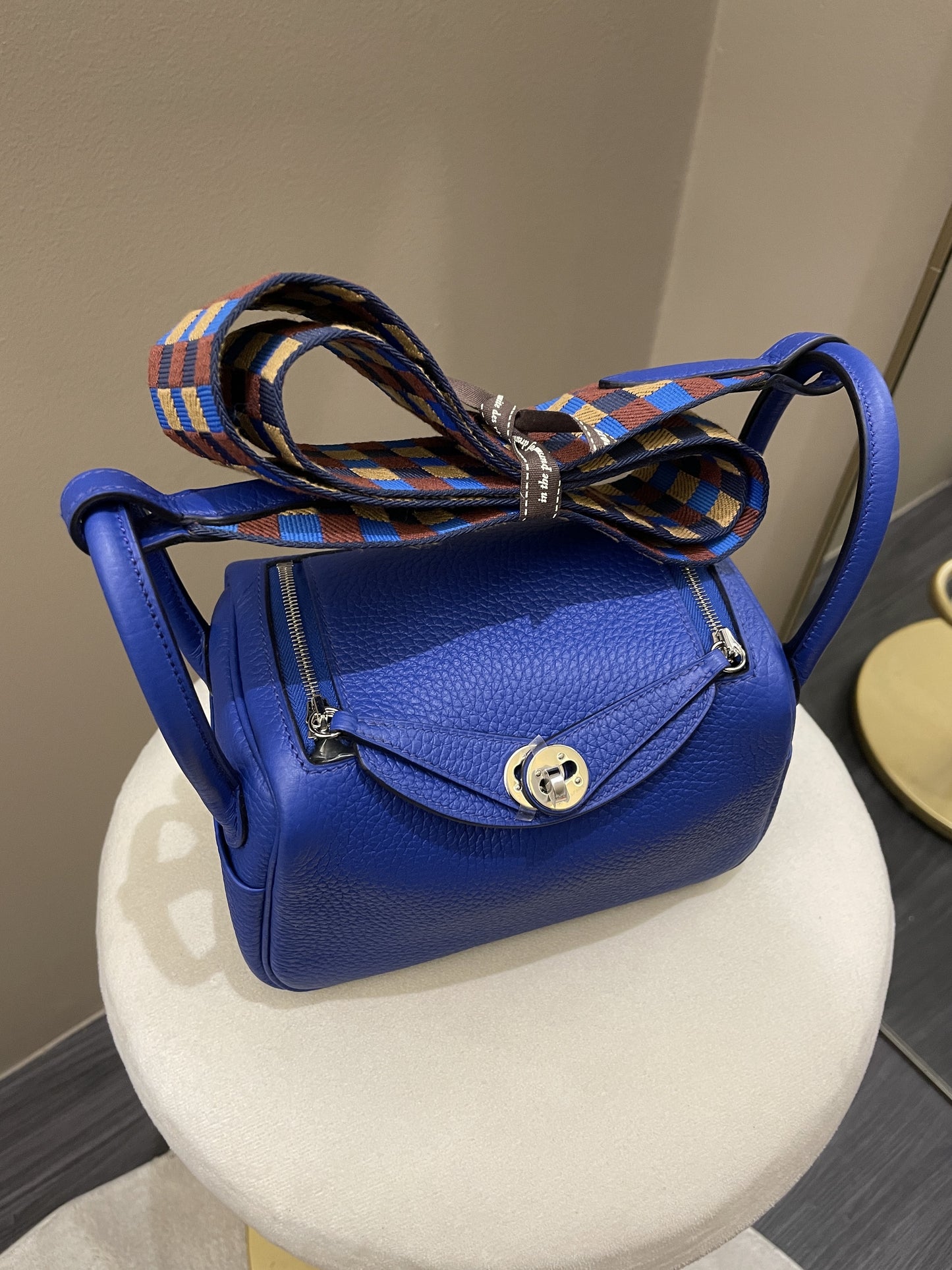 Hermes Mini Lindy Blue Royal Clemence