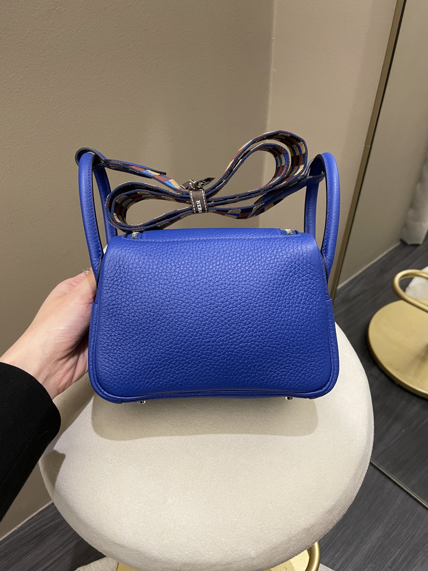 Hermes Mini Lindy Blue Royal Clemence