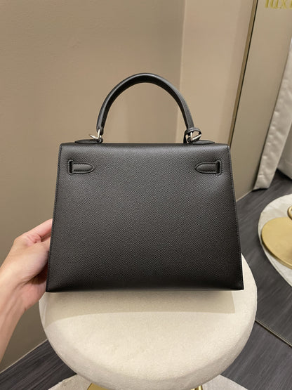 Hermes Kelly Sellier 25 Black Epsom