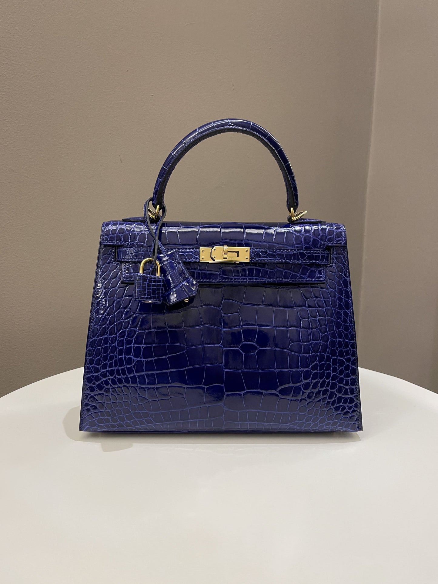 Hermes Kelly Sellier 25 Bleu Croc