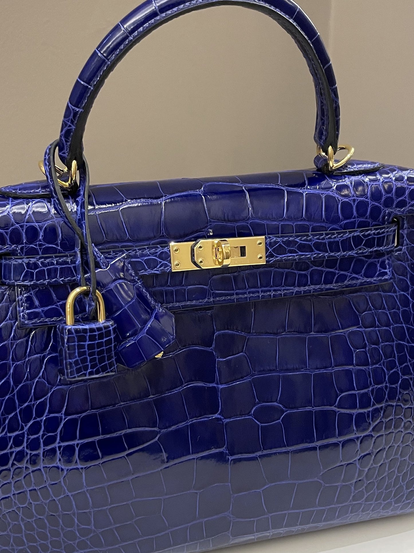 Hermes Kelly Sellier 25 Bleu Croc