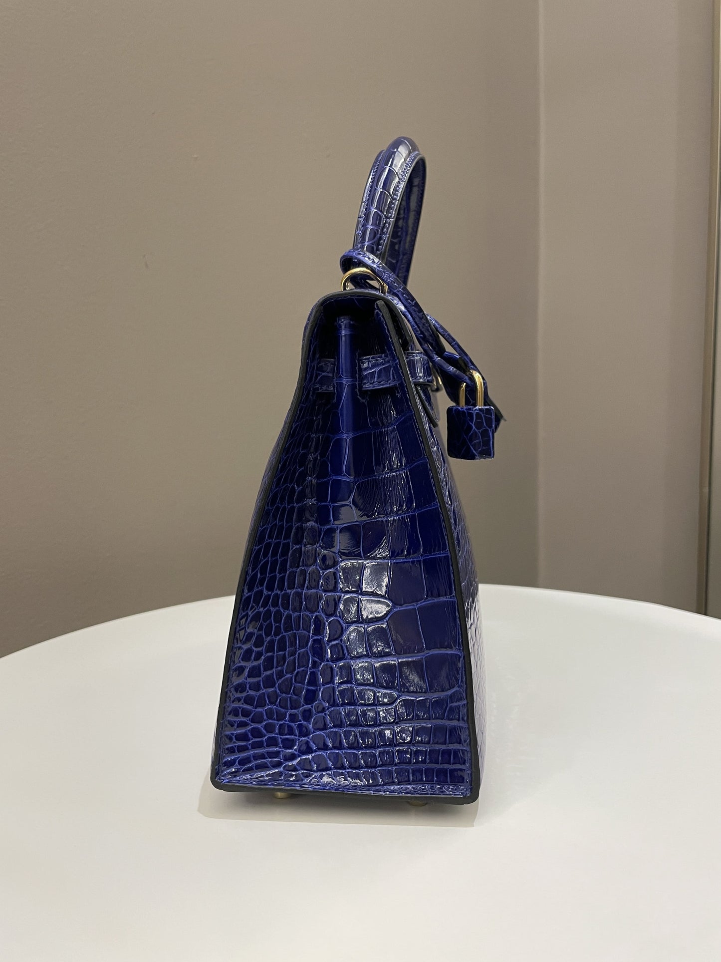 Hermes Kelly Sellier 25 Bleu Croc