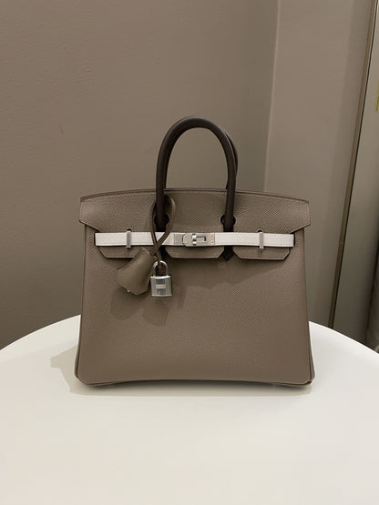 Hermes Birkin 25 Etoupe/ Ebene/ Gris Pale Epsom