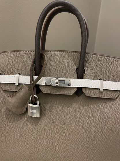 Hermes Birkin 25 Etoupe/ Ebene/ Gris Pale Epsom