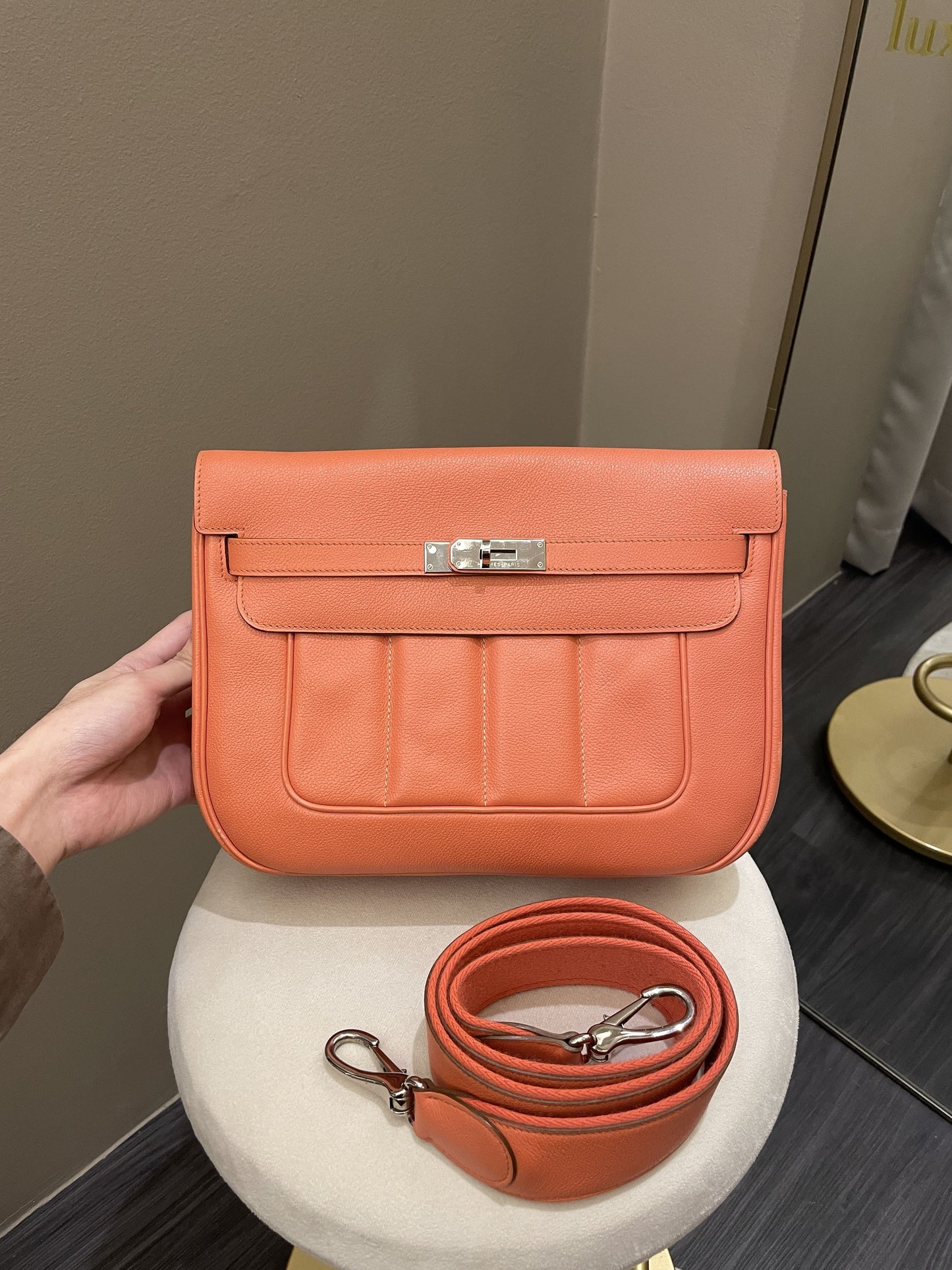 Hermes Berline 28 Flamingo Veau Evercolor