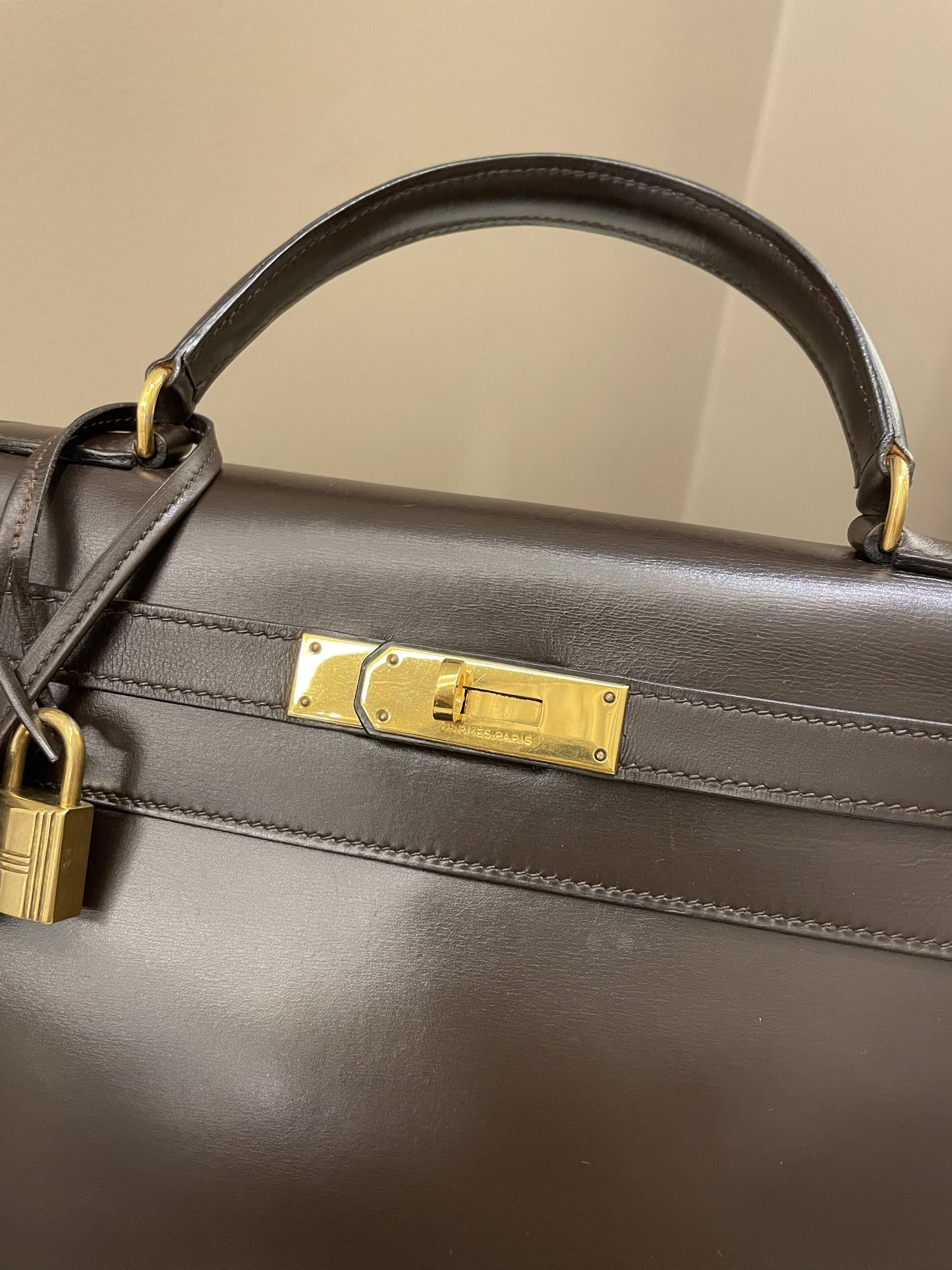 Hermes Vintage Kelly 28 Dark Brown Box