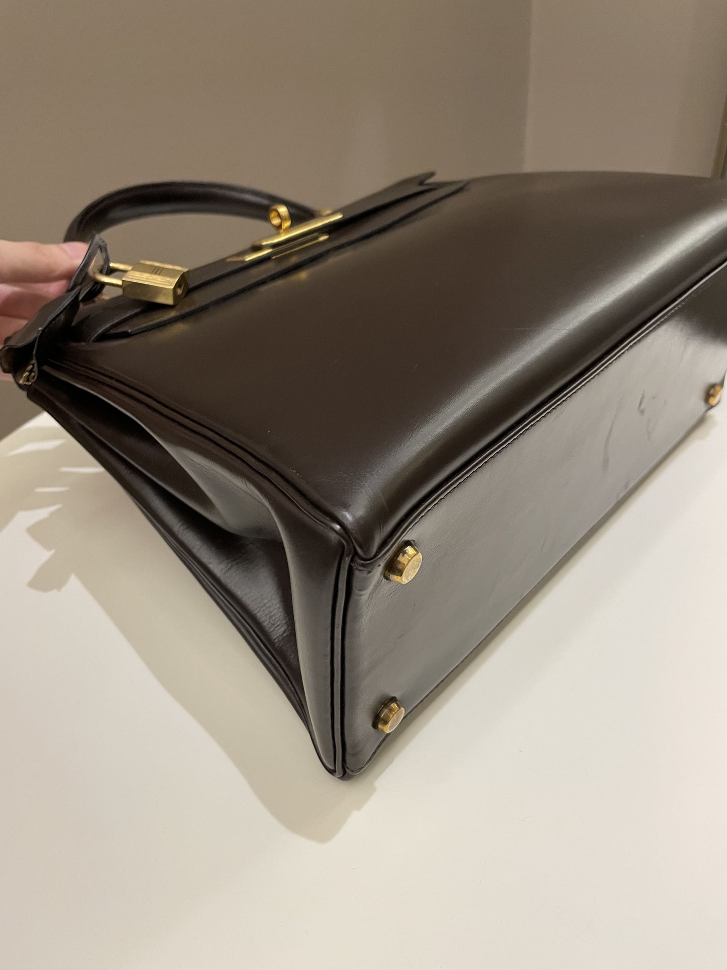 Hermes Vintage Kelly 28 Dark Brown Box